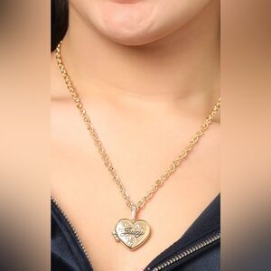 Juicy Couture Gold Locket with Logo and Rhinestones NWT NIB magnetic closure